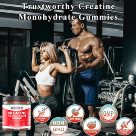 Gummies de créatine Hurdilen à côté d'accessoires de fitness