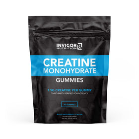 Gummies de créatine INVIGOR8 saveur framboise bleue, vue de face