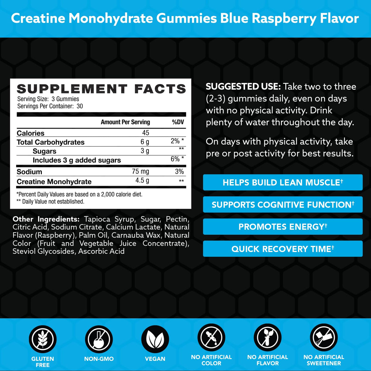 Gummies de créatine INVIGOR8 sur une table avec accessoires de sport