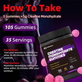 Gummies de Créatine IRIDESICENT à côté d'un verre d'eau