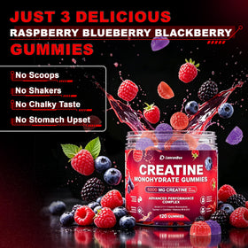 Gummies de créatine LanranBee, pot ouvert avec gummies visibles