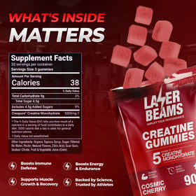 Gummies de créatine Laser Beams dans un bol avec des fruits