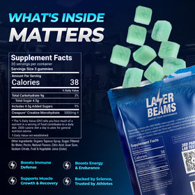 Gummies de créatine Laser Beams, mise en scène dans un cadre sportif