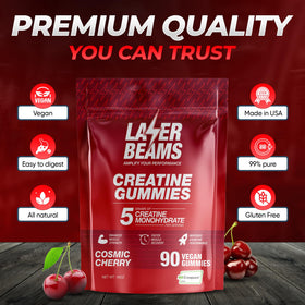 Gummies de créatine Laser Beams, présentation sur une table