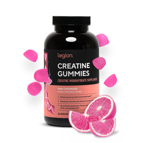 Gummies de créatine LEGION au goût citron rose, vue de face