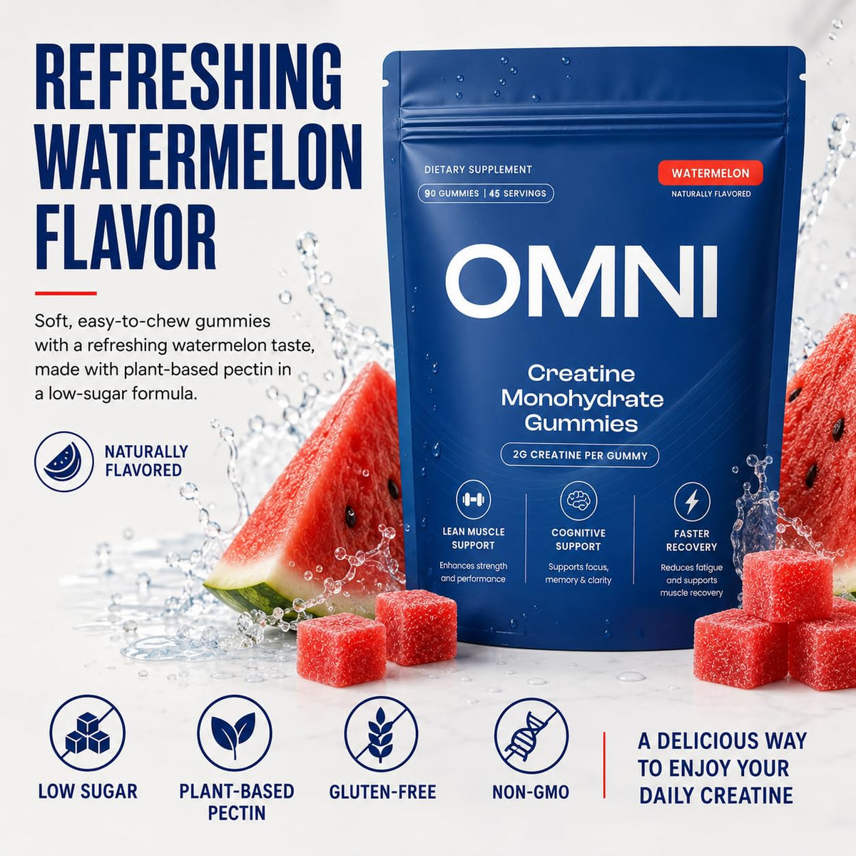 gummies de créatine linnavarv sur fond blanc
