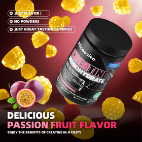 Gummies de créatine monohydrate Allcoovita avec étiquette détaillée