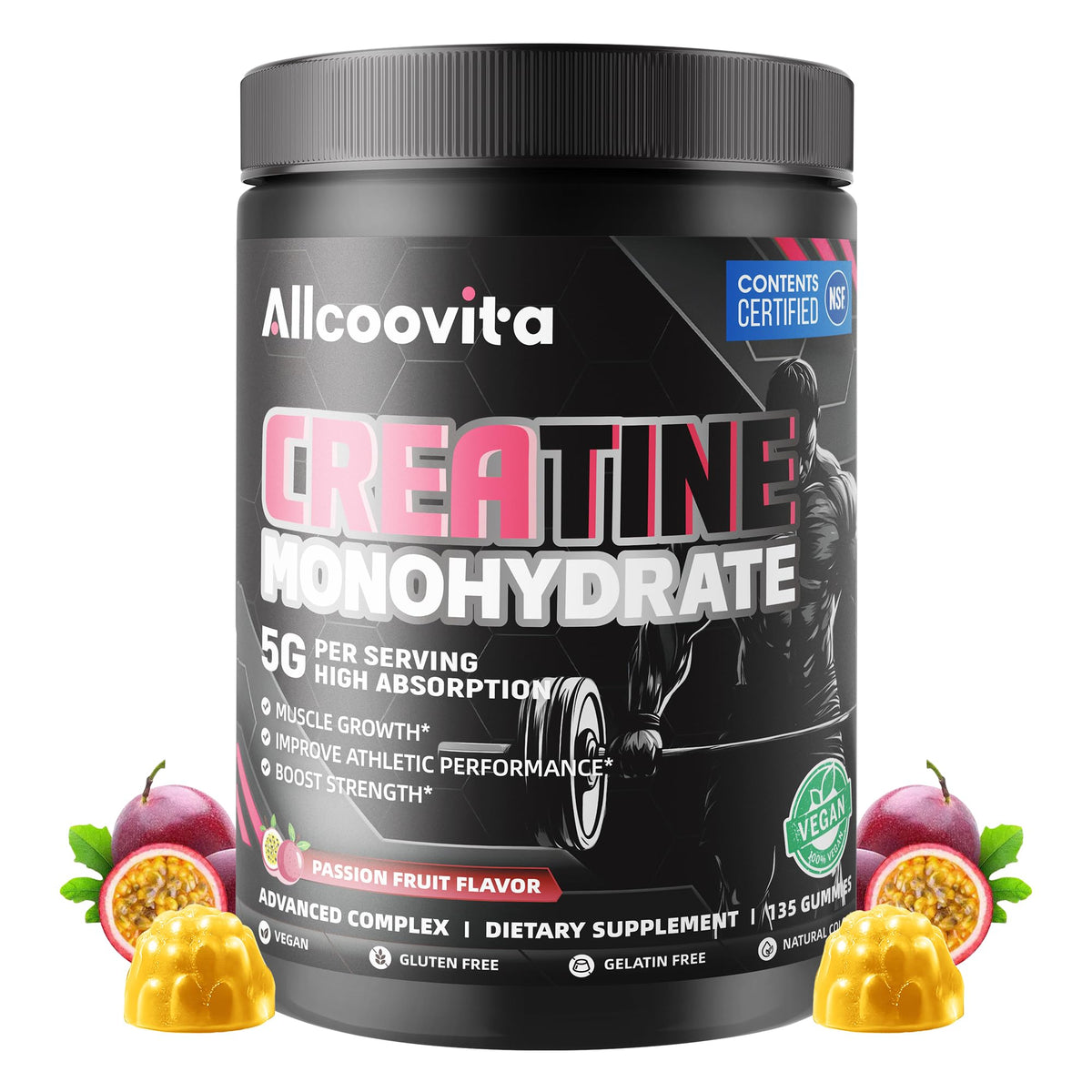 Gummies de créatine monohydrate Allcoovita en emballage avant