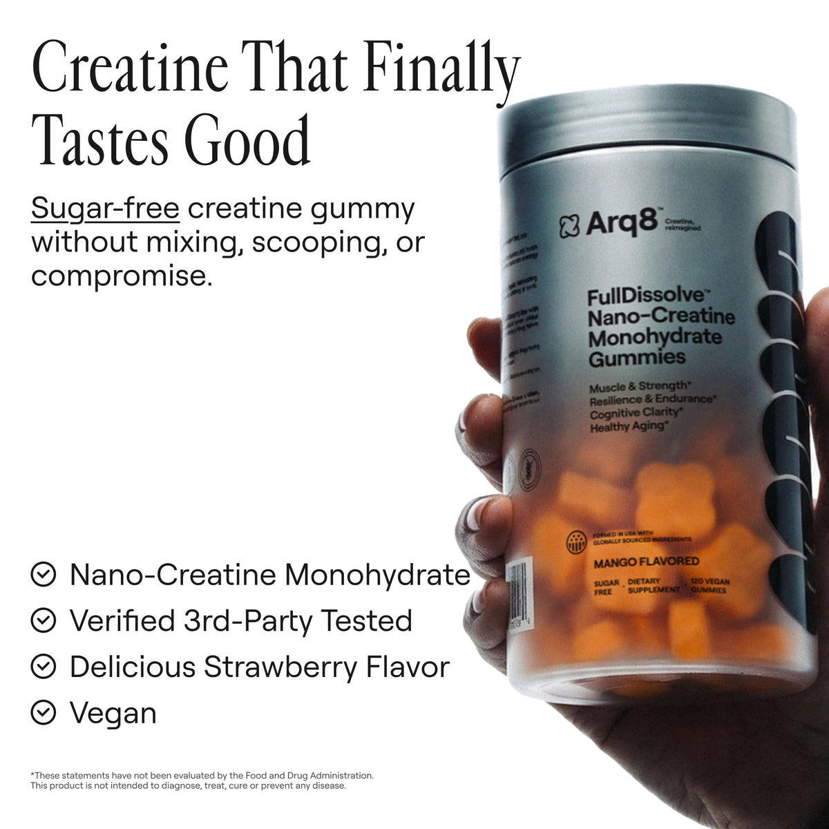 Gummies de créatine monohydrate ARQ8 LONGEVITY saveur mangue