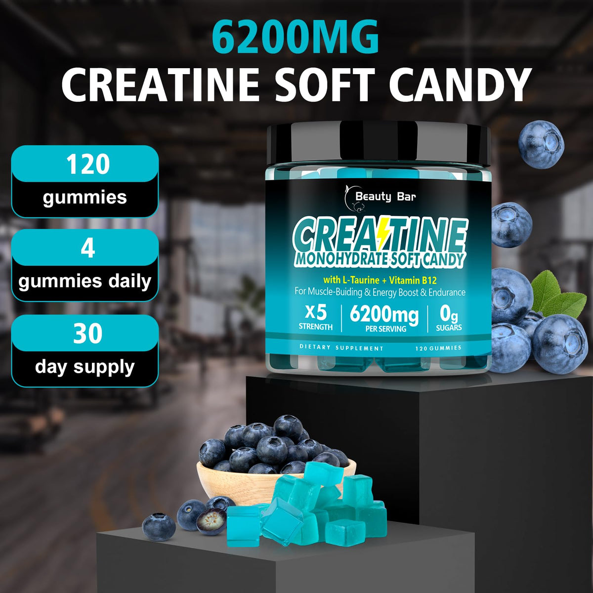 Gummies de créatine monohydrate Beauty Bar en portion