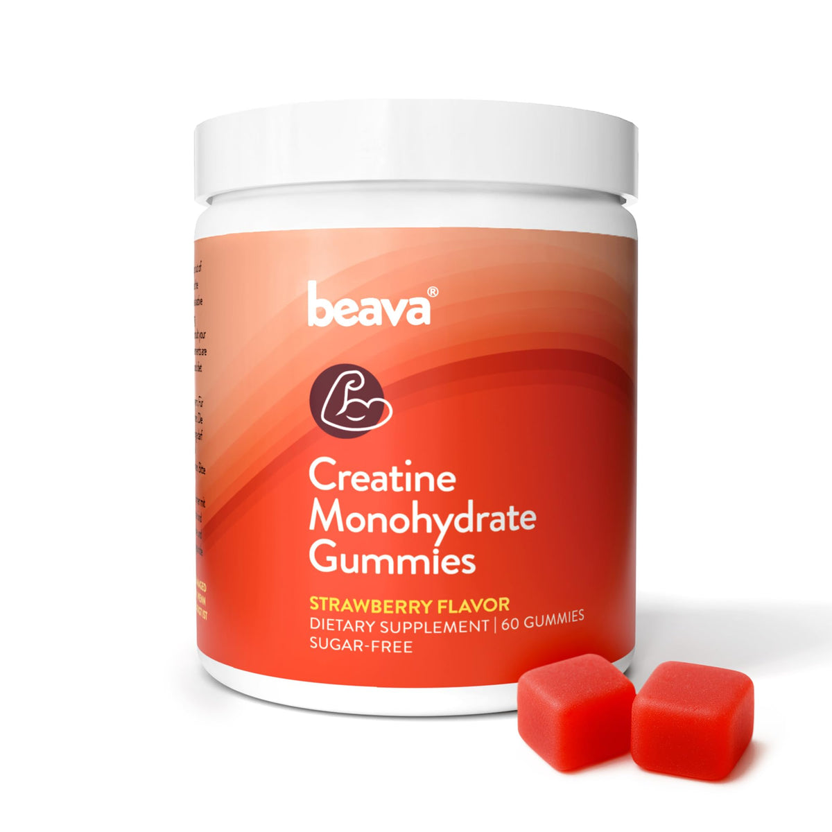 Gummies de créatine monohydrate beava, saveur fraise, emballage avant