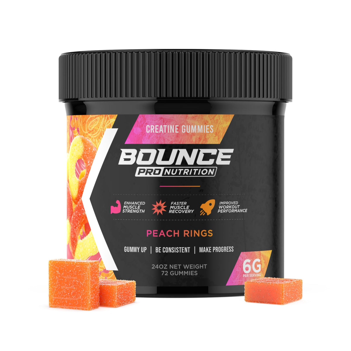 Gummies de créatine monohydrate Bounce Pro 72 pièces en vue de face