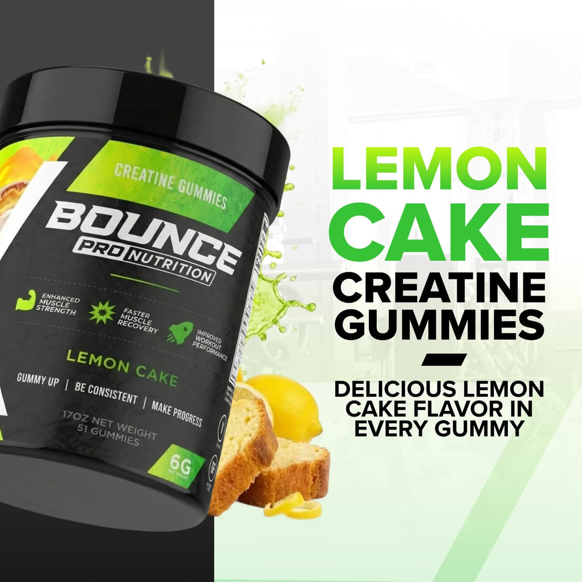 Gummies de créatine monohydrate Bounce Pro, ambiance sportive