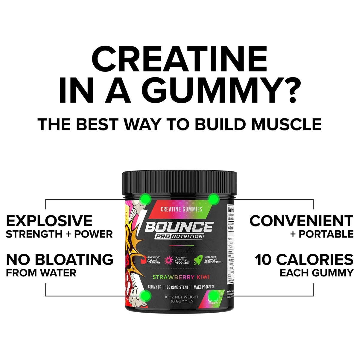 Gummies de Créatine Monohydrate Bounce Pro avec des fruits frais
