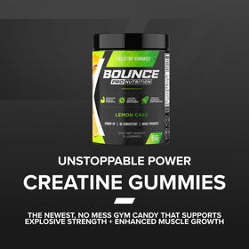 Gummies de créatine monohydrate Bounce Pro dans un bol, vue de haut