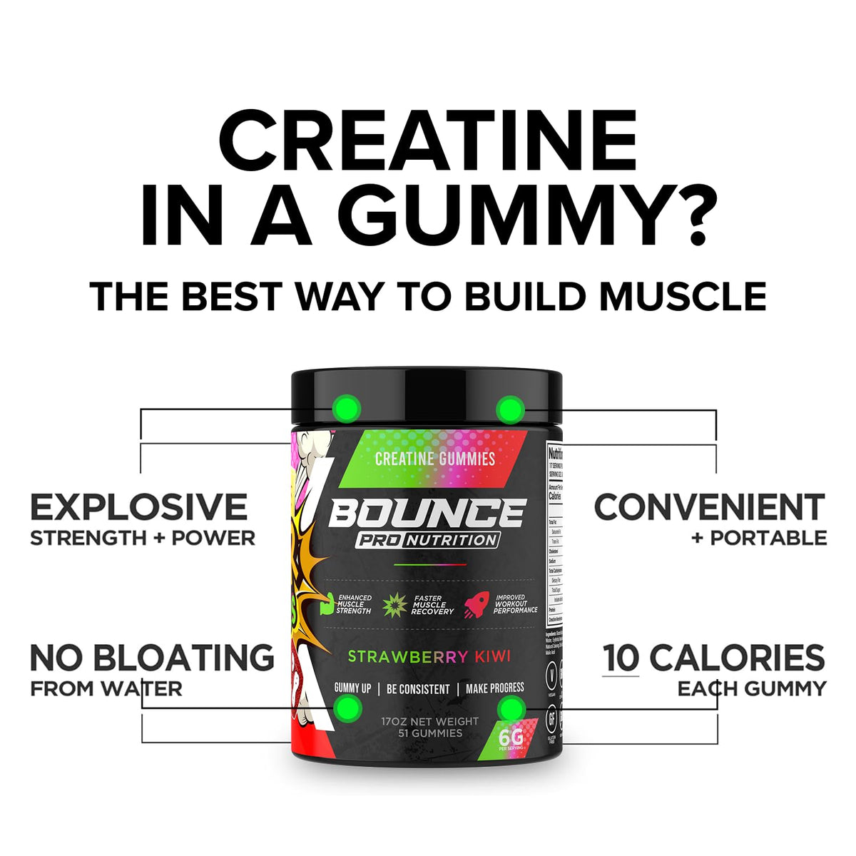 Gummies de créatine monohydrate Bounce Pro dans une main