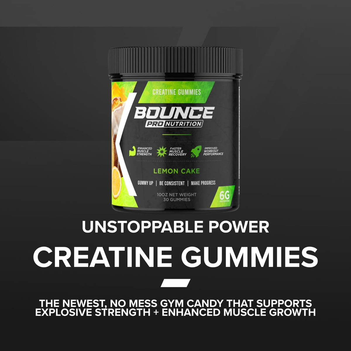 Gummies de Créatine Monohydrate Bounce Pro, ingrédients sur l'emballage
