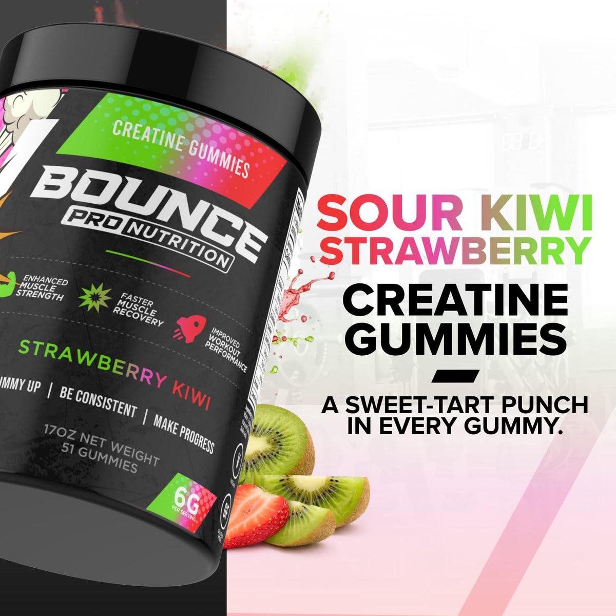Gummies de créatine monohydrate Bounce Pro ouvertes