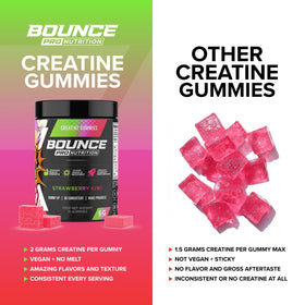 Gummies de créatine monohydrate Bounce Pro sur fond blanc
