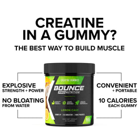 Gummies de Créatine Monohydrate Bounce Pro, vue de dessus avec étiquette