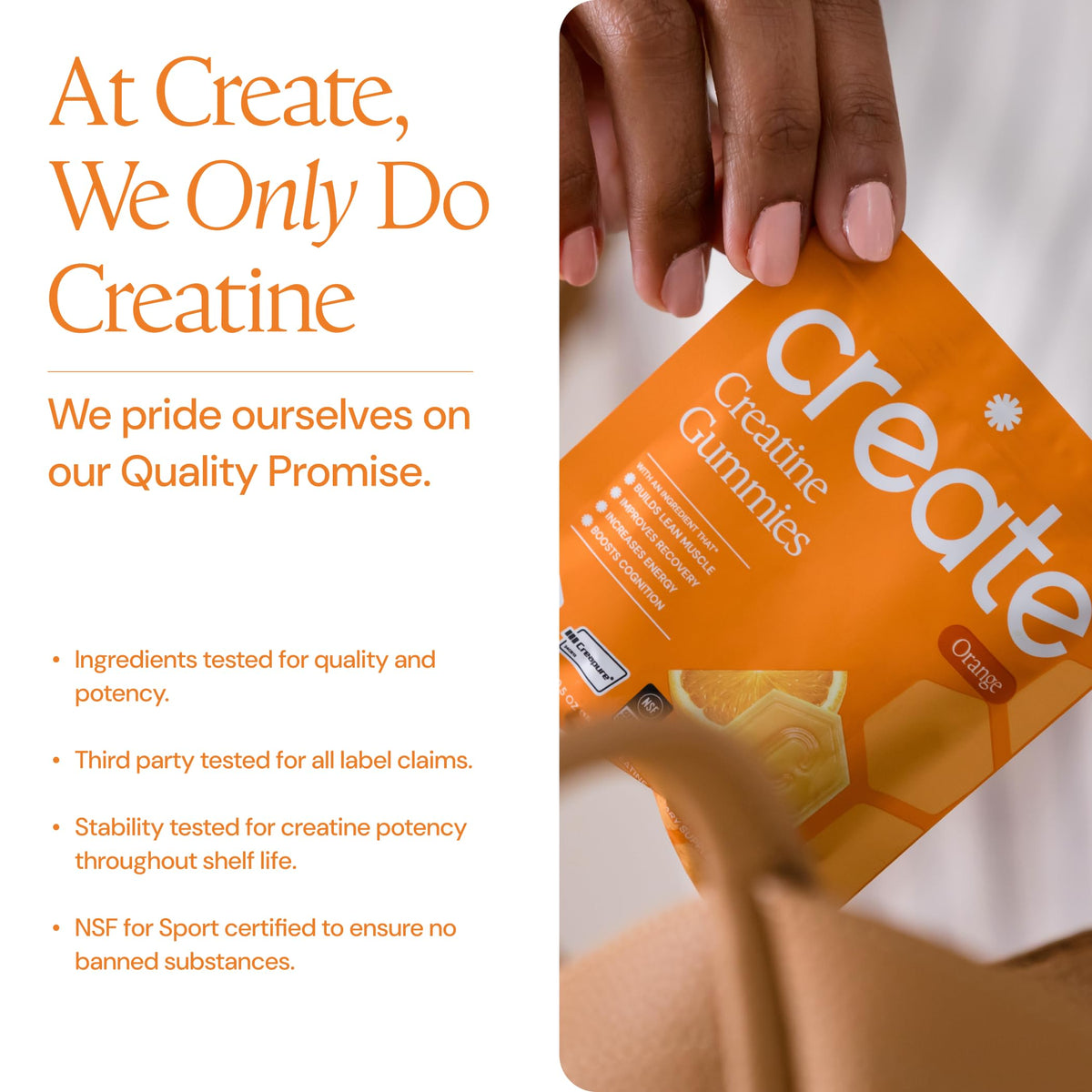 Gummies de créatine monohydrate Create, côté de l'emballage