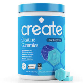 Gummies de créatine monohydrate Create en framboise bleue, vue de face