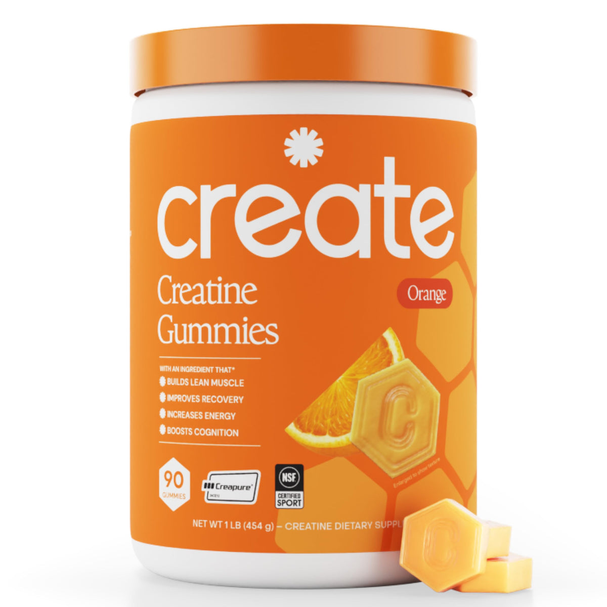 Gummies de créatine monohydrate Create orange, vue de face