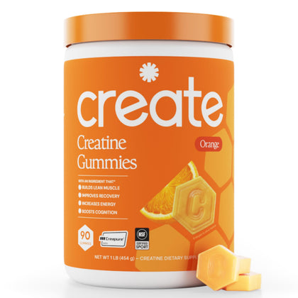 Gummies de créatine monohydrate Create orange, vue de face