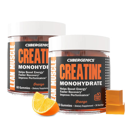 Gummies de créatine monohydrate Cybergenics, vue de face, saveur orange
