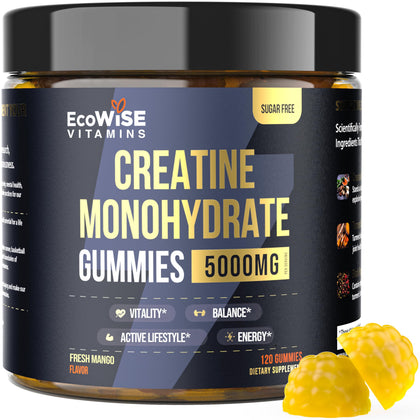 Gummies de créatine monohydrate ECOWISE VITAMINS 120 pièces, vue de l'avant