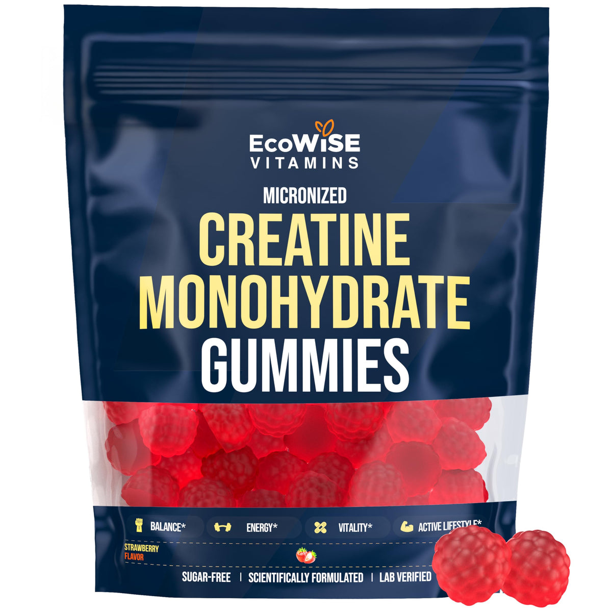 Gummies de créatine monohydrate ECOWISE VITAMINS, emballage avant