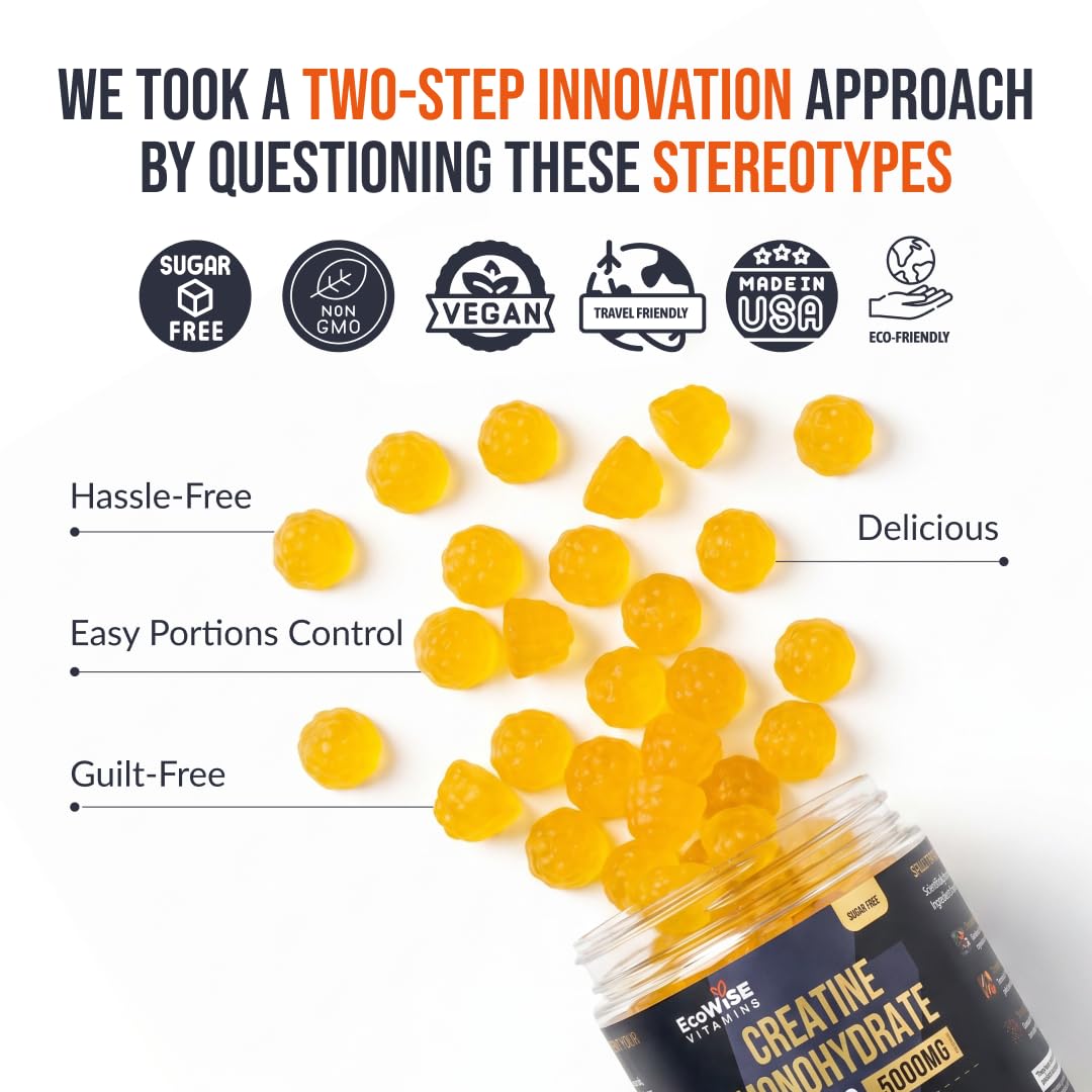 Gummies de créatine monohydrate ECOWISE VITAMINS, emballage avec saveur mangue