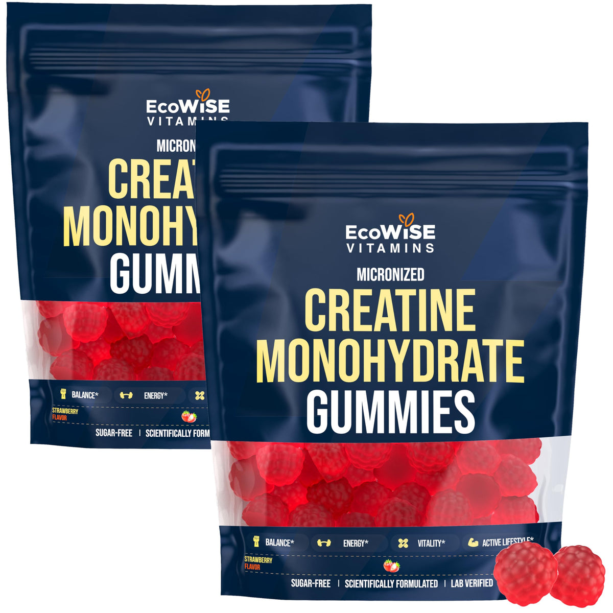 Gummies de créatine monohydrate ECOWISE VITAMINS vue de face