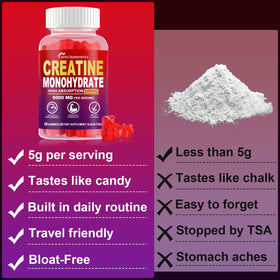 Gummies de créatine monohydrate en forme de framboise