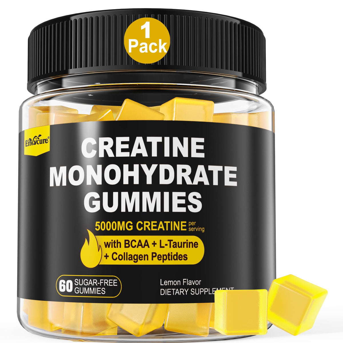 Gummies de créatine monohydrate EnvyCure vue de face avec emballage