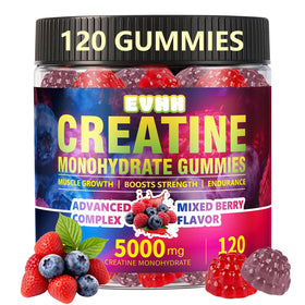 Gummies de créatine monohydrate EVHH 5000mg saveur baies mélangées, vue de face