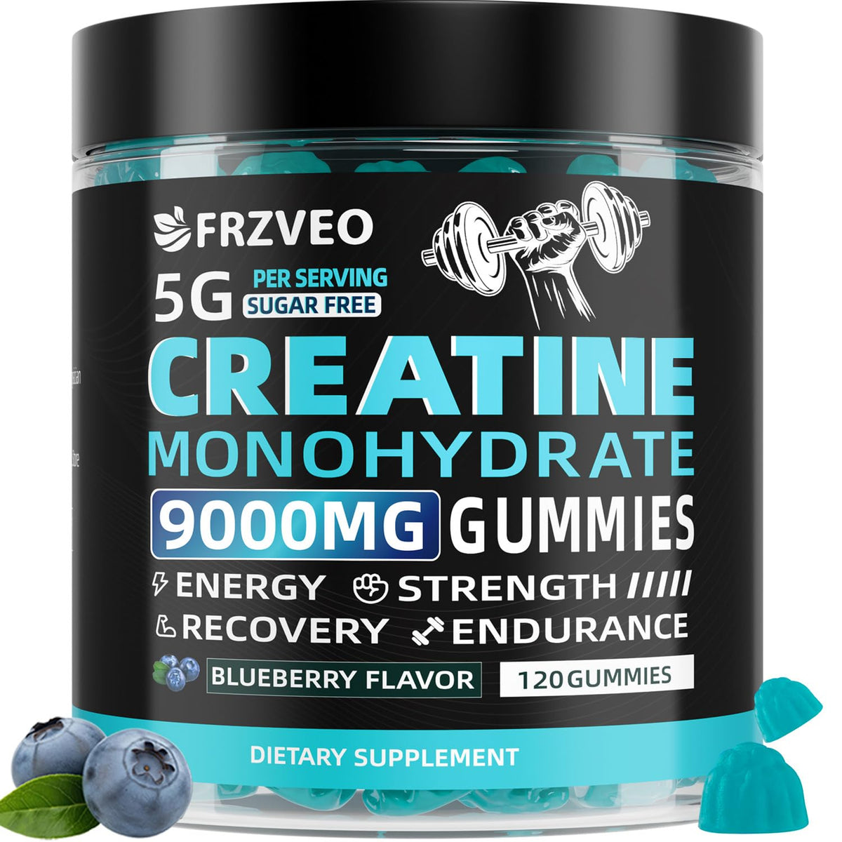 Gummies de créatine monohydrate FRZVEO 9000mg, vue avant du paquet