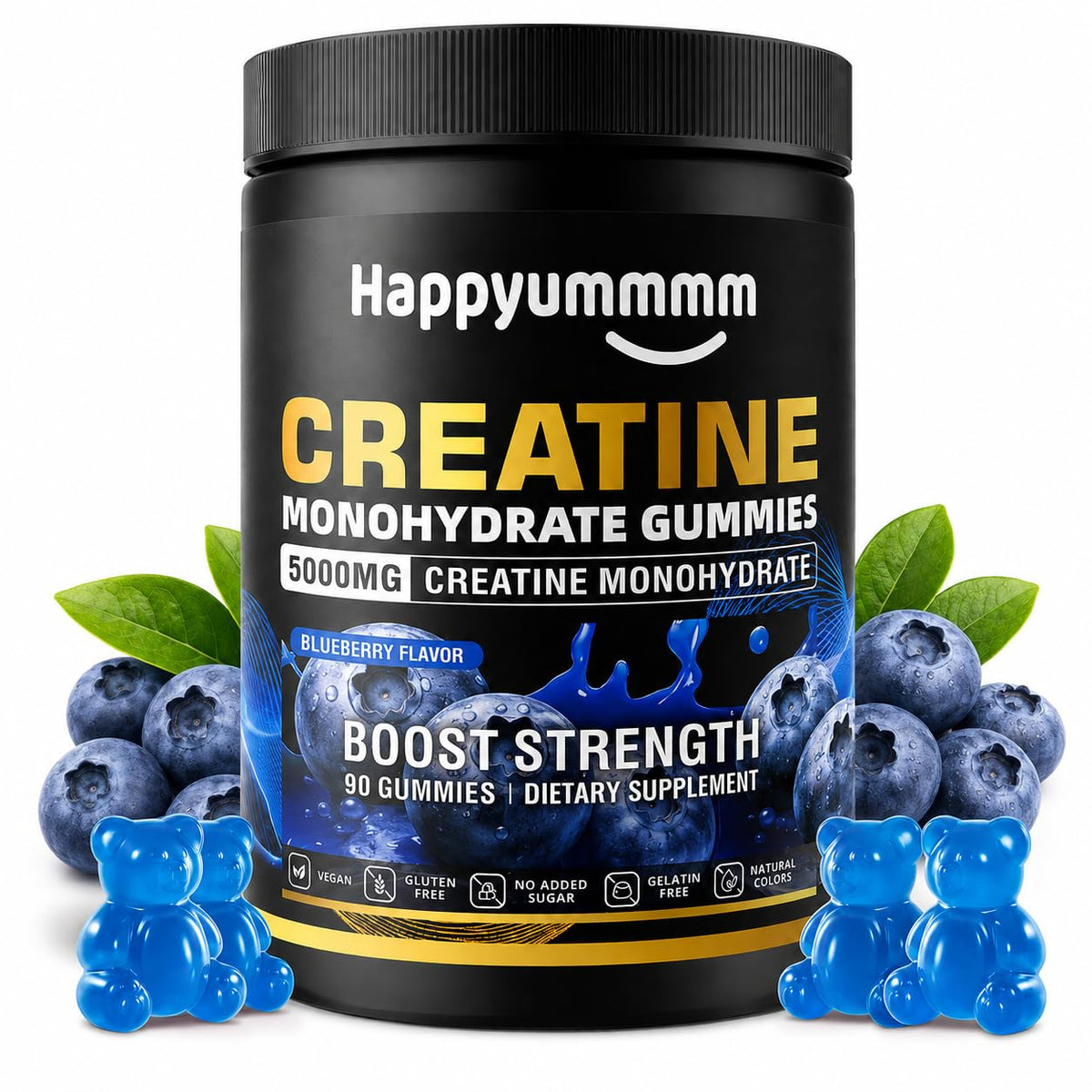 Gummies de créatine monohydrate Happyummmm nutrition, emballage avant