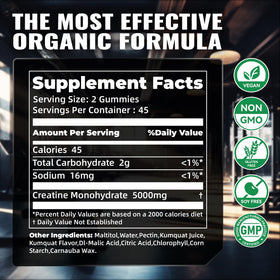 Gummies de créatine monohydrate Happyummmm nutrition, présentation sur une table