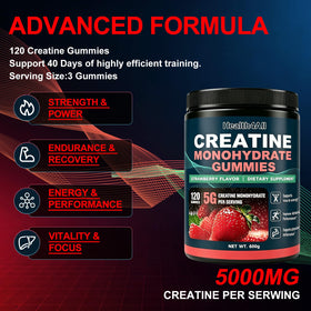 Gummies de créatine monohydrate Health4All avec étiquette de composition
