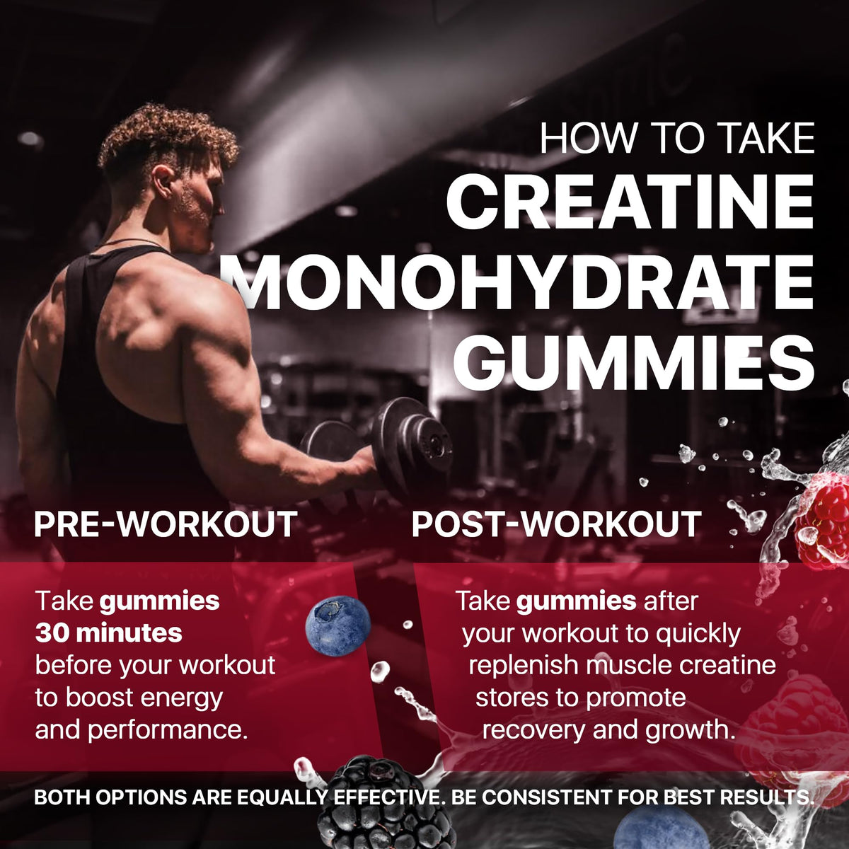 Gummies de créatine monohydrate Hofnie, présentation sur une table