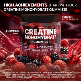 Gummies de créatine monohydrate Hofnie, vue de côté avec étiquette