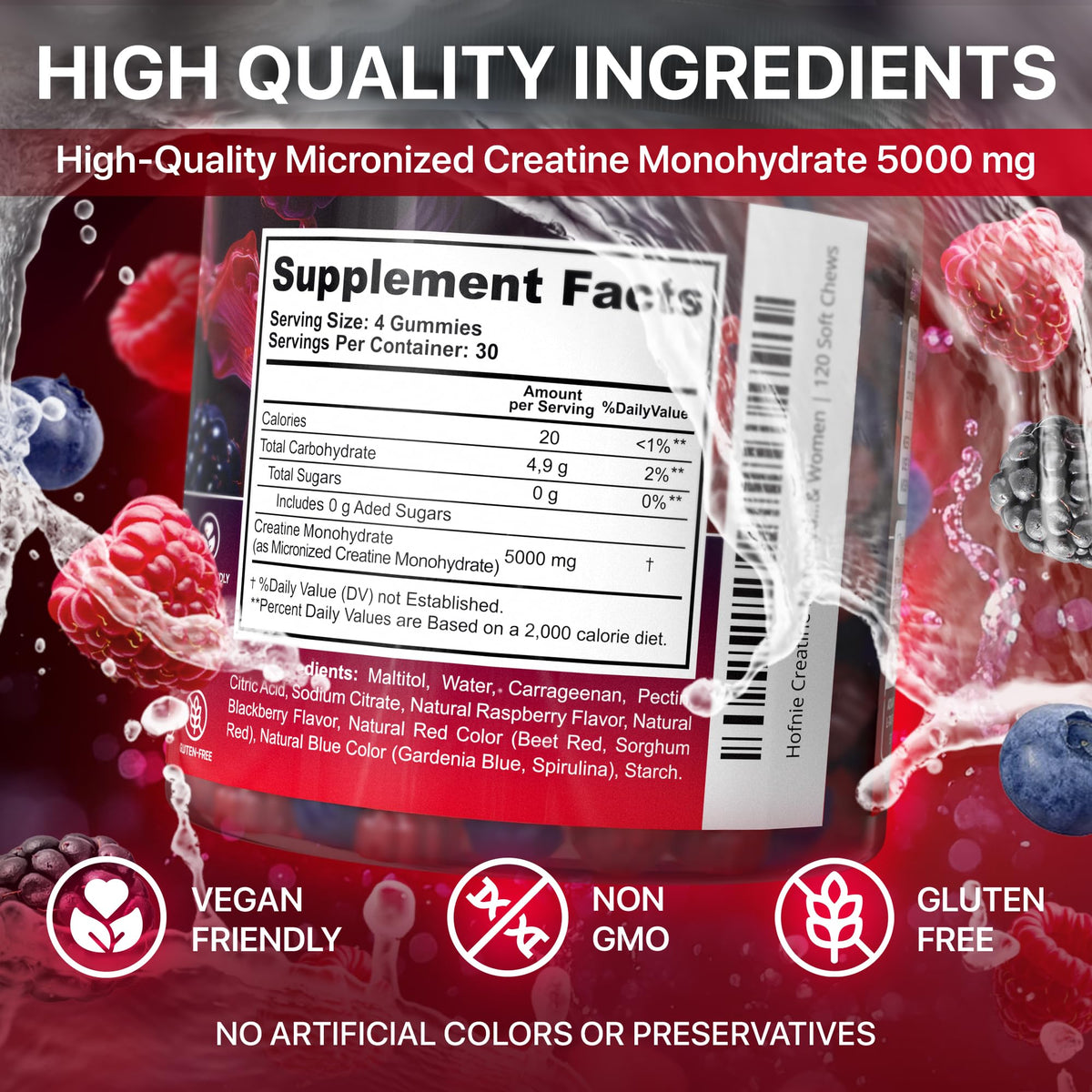 Gummies de créatine monohydrate Hofnie, zoom sur la texture