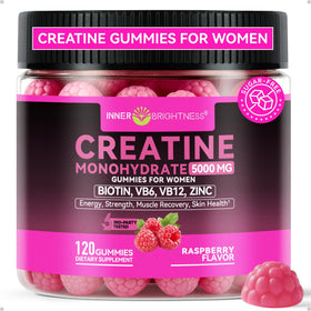 Gummies de créatine monohydrate Inner Brightness 5000mg devant un fond neutre