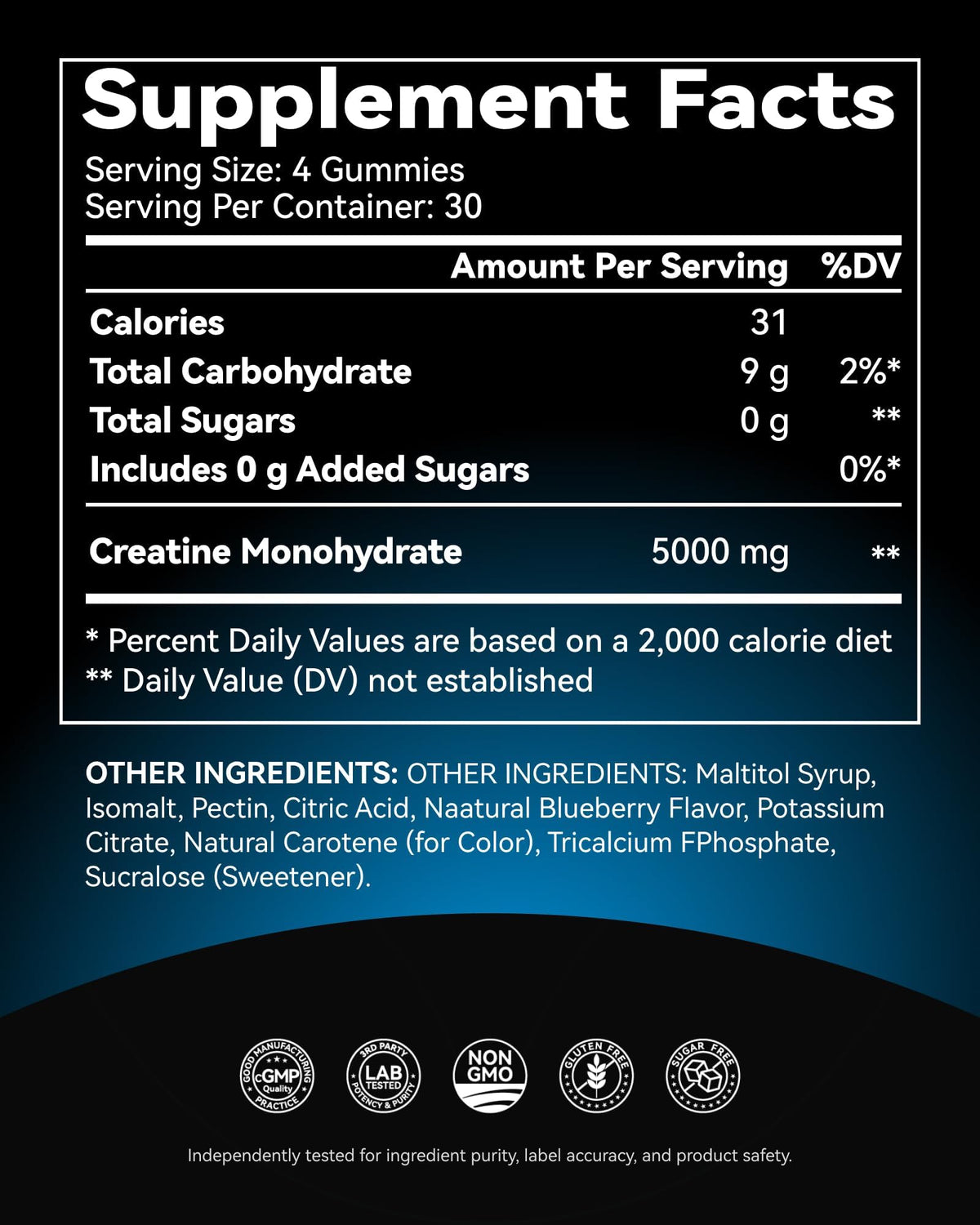Gummies de créatine monohydrate Inner Brightness, prise en main