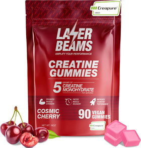 Gummies de créatine monohydrate Laser Beams 5000mg saveur cerise vue de face