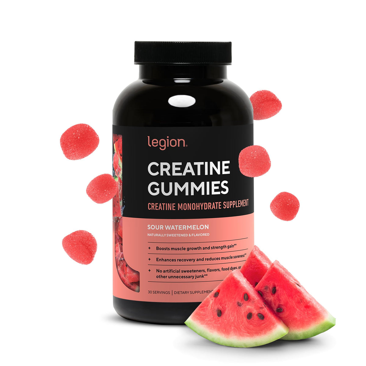 Gummies de Créatine Monohydrate LEGION saveur pastèque, vue de face