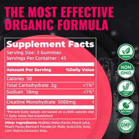 Gummies de créatine monohydrate Natures Aid avec une portion de 3 gummies