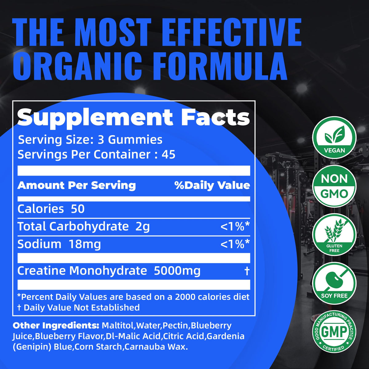 Gummies de créatine monohydrate Natures Aid avec une vue rapprochée des gummies