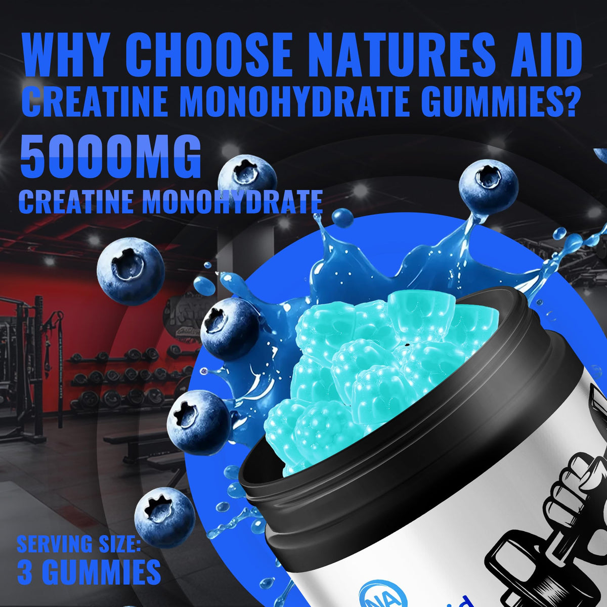 Gummies de créatine monohydrate Natures Aid dans une main